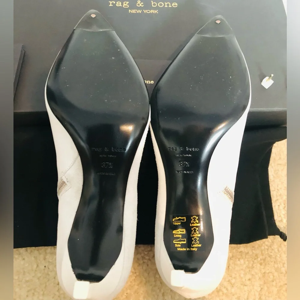 Rag & Bone Beha White Suede Leather Stiletto Ankle Boot. NIB. Sz 37.5 (7.5) - Picture 11 of 15